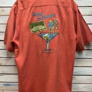 Tommy Bahama 100% Silk‎ 'Net Worth one Olive' Martini Embroidered Size Medium
